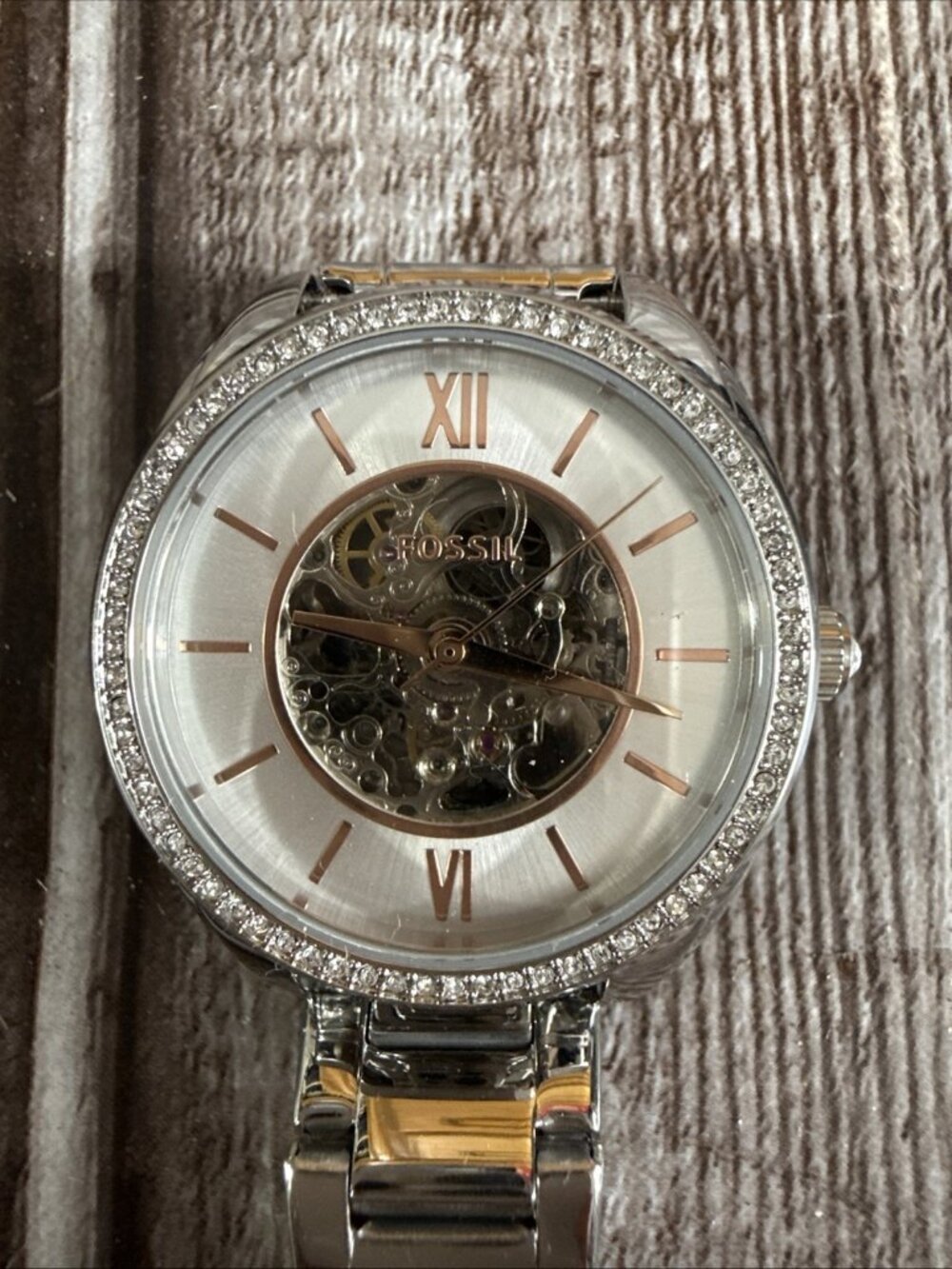 Fossil BQ3727 Vale Automatic Skeleton Silver Women's Watch Mspr $219 - Picture 1 of 5